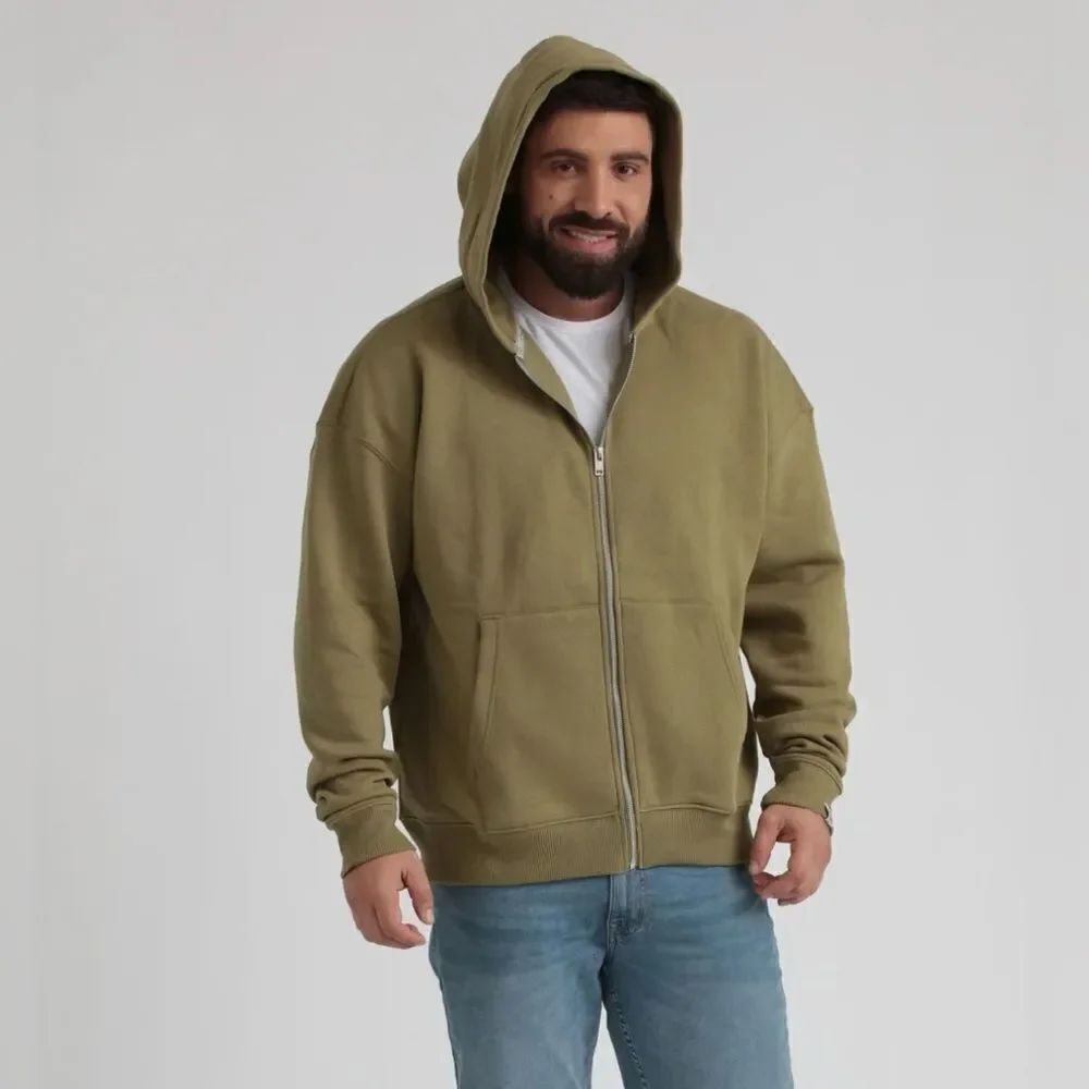 FREE PLANET S Men’s Camo Olive Green Cotton Blend Full Zip Hoodie Sweatshirt